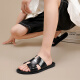 Walker Shop Slippers Men's 2025 Summer New Genuine Leather Outdoor No-Slip Flops informales y de moda para hombres al aire libre Negro 40 (tamaño de zapato de cuero)