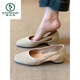 Marca de carpintería sandalias francesas de piel de oveja súper suave para mujeres 2025 Nuevos zapatos de agujero hueco transpirable Retro Mary Jane Fashion Off White 38