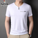 Camiseta de manga corta de seda de mulberry de carpintero de carpintero para hombres en verano con cuello en V traje de papá de mediana edad sudadera con la sudadera de la altura de la manga de los hombres 6998 haqing 2xl 180 sugerencias 155-170Jin [Jin equivale a 0.5 kg]