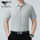 Sieben Wolf Mulberry Silk Short Sleeve Shirt Herren Sommer Neues Freizeitgeschäft No Bügelhemd mit mittleren Alter dünne halbärmelige Top 6913 Graues Grün 4xl 195/135