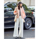 DME (dme) fashionable three-dimensional wrinkle spring workwear style stand collar rubber hem long sleeves hide flesh and easy to wear short coat for women Pink M