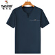 Camiseta de manga corta de seda de mulberry de carpintero de carpintero para hombres en verano con cuello en V traje de papá de mediana edad sudadera con la sudadera de la altura de la manga de los hombres 6998 haqing 2xl 180 sugerencias 155-170Jin [Jin equivale a 0.5 kg]
