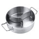 Yukajue hot pot household three-compartment mandarin duck pot stainless steel induction cooker three-flavor pot thickened Mercedes-Benz shabu-shabu edged stove 24cm three-flavor pot steel lid 1 inch