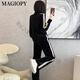 Magiopy International Luxury High-End-Marke European Station Set Women's 2025 Spring Slim Black Gold Velvet Jacket Black Two-Tiefe Set S (100jin [Jin Equals gar 0,5 kg])