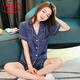 浪莎（LangSha）轻奢睡衣女夏季冰感短袖短裤薄款性感真丝绸超火家居服感新款 深豆沙粉 3899 M （体重80-100斤）