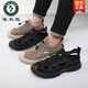 Woodpecker Sandals for men in summer 2025 new style of outer wear Baotou hole sandals men's non-slip sports straight stream wading beach shoes 1283 black 39