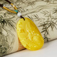 Famous family beeswax pendant for women, amber carved bamboo lotus pendant, gourd amber necklace, natural unoptimized birthday gift