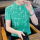 花花公子2025年新款夏季半袖男士短袖polo小衫t恤潮流休闲男装立领上衣服 F9215绿色 M