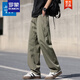 ROMON summer straight-leg casual pants for men loose trends and versatile icy and breathable teen sports trousers CJ6636 khaki 2XL
