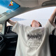 
Scarecrow high street design sense blurred lightning letter printing short-sleeved T-shirt men's summer trendy brand loose half-sleeved T-shirt top white T3894 L