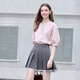 
Baitu betu women's clothing 2025 summer new shirt round neck contrast embroidered comfortable cotton temperament top 2507T25 pink L