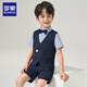 罗蒙儿童礼服男童毕业套装英伦风男宝周岁生日宴会西服花童演出服140
