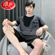 
Langsha casual cotton pajamas men's summer short-sleeved shorts for youth Korean style loose home clothes middle-aged thin large-size suit H9928 (short-sleeved shorts) L (recommended 100-125 Jin [Jin equals 0.5 kg])