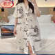 Langsha Sommer-Stricksalz-Nachthemd mit Brustpolstern lose und schlanker chinesischer Stil bedrucktes süßes und sexy Kleid-Pyjamas mittelgroß 5155 Nachthemd mit Brustpolstern] M empfohlen 80-95 Jin [Jin gleich 0,5 kg]]
