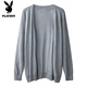 
Playboy (PLAYBOY) gray knitted cardigan jacket for women in summer large size fat mm lazy loose outer wear sun protection medium length V-neck sweater black - flagship L _Suggested 100-110Jin [Jin equals 0.5 kg]