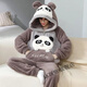 
QCDPRO Zuosu Clothing Store Coral Pajamas Winter Men's Fall and Winter Thickened Flannel Warm Cartoon Home Clothing Set 9901* Hooded Set M Small [80-90Jin [Jin equals 0.5 kg]]