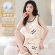 Jianman comes with chest pad vest shorts pajamas for women in summer loose large-size sleeveless two-piece home clothing fashion suit FY9856 M Recommended 80-100Jin [Jin equals 0.5 kg]
