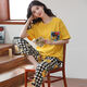 Langsha 100% pure cotton pajamas for women in spring and summer short-sleeved trousers casual loose women Korean style home clothes for autumn wear suit T-9711 (short-sleeved trousers) XL size (125-145Jin [Jin equals 0.5 kg]) All size