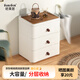 GEMJU modern simple storage cabinet drawer-type storage bedside table high-end living room bedroom storage cabinet three-layer classic model widened 54cm + with leather handle