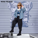 MiniPeace counter same style PEACEBIRD children's shirt spring and autumn plaid hooded long-sleeved jacket blue 120