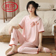浪莎（LangSha）新中式国风睡衣女夏季新款短袖长裤时尚洋气可外穿睡衣家居服套装 G9905 【短袖长裤】 M 建议75斤-95斤