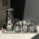 Renowned Nordic Feng Shui set household cold kettle glass living room drinking cup family hospitality tea cup high-end 1 glacier pot + 6 ice pattern cups + tray + cup holder