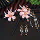 LiWO (LIWO) new Chinese style headdress bride morning robe Hanfu pink flowers ancient style red hair accessories versatile cheongsam hairpin bride red suit