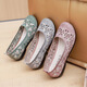 Junruisi 2025 Neuer Sommer Hollow Old Pejing Stoffschuhe für Frauen runden Zehen bestickte Schuhe flacher Sohle rein handgefertigt mittleren und älteren Pink 34