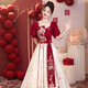丽佰昕中式敬酒服新娘新款2025夏季订婚结婚礼服裙女高端纱裙回门晚礼服 酒红色 L 建议105-110斤