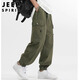 JEEP SPIRIT Jeep pure cotton overalls men's 2025 autumn and winter American casual pants men's pants black XL
