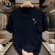 吉普（JEEP）男士短袖t恤夏季薄款宽松休闲印花半袖衣服男款重磅纯棉体恤 白色前左侧小图K1098 两片小羽毛 L 建议120-140斤