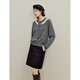 Inman velvet lace lace-up cardigan sweater 2025 autumn women's new simple commuter long-sleeved knitted jacket Noble gray M