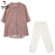 Versión coreana de Woodpecker Gran Traje de algodón y lino de algodón D para la carne de carne para mujeres Camisa impresa de dos piezas 2025 Summer New Fat M Girl Yellow XL Big