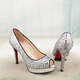 Boensa (boensa) zapatos bucas de pescado dhinestone rhinestone grieta de cuero de vaca
