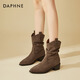 Daphne (Daphne) Retro -Pfahlstiefel für Frauen 2025 Herbst neue Frauenstiefel Casual Short Stiefel Western Denim Stiefel Khaki Single -Layer -Absatzhöhe 5cm 38 (240 mm)