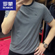 罗蒙（ROMON）2025年夏季新品圆领条纹短袖男士T恤休闲半袖修身打底衫运动t恤潮 9901黑色 M 建议90-115斤