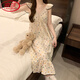 LangSha (LangSha) Princess Style Pajamas for women in summer sleeveless chest pad nightgown sexy internet celebrity girl new long skirt outside home clothes Lemon yellow 9906D with removable chest pad M 75-100Jin [Jin equals 0.5 kg]
