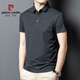 皮尔卡丹（pierre cardin）2025冰丝短袖男T恤中年爸爸装夏季薄款休闲透气无痕条纹polo衫男 深灰15286 2XL 54建议体重160-175斤