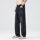LINGZHI 2025 Nouveau jean mince d'été pour les hommes lâches Straight Works American Lightning Pantalon Retro n Black Yes / 9893 L [115-135Jin [Jin est égal à 0,5 kg]]