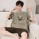 Cat Man (MiiOW) Summer Men's Cotton Silk Pajamas Casual Set Short Sleeve Shorts Pure Cotton Thin Style Home Suit for Junior High School Students XY1390 Mary L Standard [Suggested Height 165-173 Weight 115-