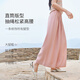 香影粉色垂坠感阔腿裤女高腰2025夏季新款松弛感含亚麻系带薄裤子 银牡丹色 M 160/64A/95-110斤