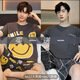 Ttpmer2025 Männer Sommer-Sommer-Pyjama Kurzarm Teen Fett losen dünnen Heimanzug Jungen Setzen großer lächelnder Welpen 6622+6623 175 l 100-135Jin [Jin gleich 0,5 kg]