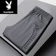Playboy (PLAYBOY) 2025 Spring and Autumn New Leisure Pants for Men for Men Casual Loose Trendy Thin Breathable Long Pants for Men K9226 Black Flat Angle L Suggestion-115Jin[Jin equals 0.5 kg]