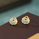 Little Silversmith Jadeite S925 Silver Ruyi Earrings for Women Chinese Style National Style Jade Niche High-end Lucky Earrings Earrings for Gifts