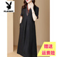 
Playboy brand high-end acetate dress mulberry silk women's summer new style Hangzhou summer wedding dress black [counter style/high-end] XL