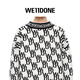 We11done neutrale Männer und Frauen gleicher Stil 22 Herbst- und Winter Neue Produktbrief Logo Druck warm loser runder Nackenpullover offizielles Flaggschiff Schwarz S