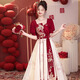 丽佰昕中式敬酒服新娘新款2025夏季订婚结婚礼服裙女高端纱裙回门晚礼服 酒红色 L 建议105-110斤
