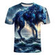 
2024 new animal wolf series 3d printed T-shirts fashionable, versatile, handsome and cool short-sleeved primary and secondary school students TXC6227 XS 70-80Jin [Jin equals 0.5 kg]