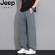 JEEP SPIRIT straight pants men's summer new style trendy loose casual trousers cool breathable sports pants ice silk quick-drying pants men black JK6636 suitable for multiple scenes L recommended reference size chart