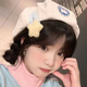 Back-tilt beret for women with big head circumference, autumn and winter fashionable octagonal hat, versatile and showy, Korean style cute sweet girl hat, beige bunny, free hairpin of the same style, one size fits all, recommended 56-58cm